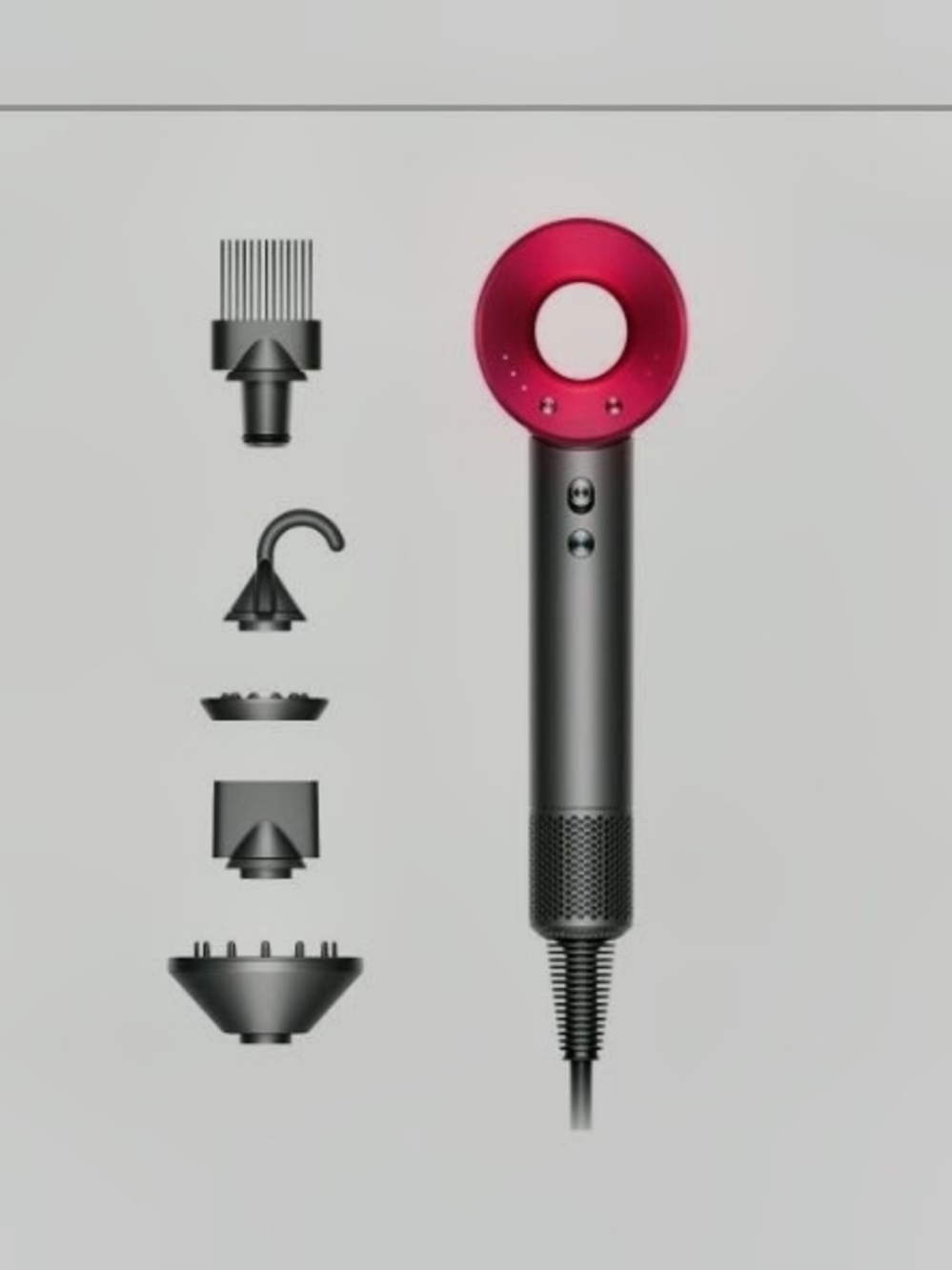 NEW Dyson Supersonic Hair Dryer in Fuchsia and Gunmetal with Styling Attachments